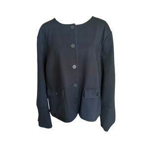 SPANX Black Ponte Lady Cropped Modern Structured Button-Front Jacket Size 3X/3T